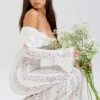 Belle Vintage Cream Floral Lace Off Shoulder Maxi Dress