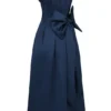 Bellina Midnight Blue Strapless Detachable Bow Midi Dress