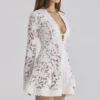 Bianca White Custom Lace Long Sleeve Mini Dress