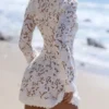 Bianca White Custom Lace Long Sleeve Mini Dress