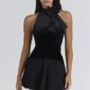 Blair Black Velvet PussyBow Bodysuit – Limited Edition