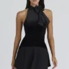 Blair Black Velvet PussyBow Bodysuit – Limited Edition