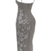 Blanca Smoke Crystal Embellished Midi Dress