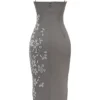 Blanca Smoke Crystal Embellished Midi Dress