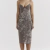 Blanca Smoke Crystal Embellished Midi Dress