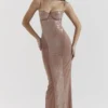 Bonita Cafe Au Lait Sequin Maxi Dress