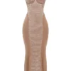 Bonita Cafe Au Lait Sequin Maxi Dress