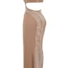 Bonita Cafe Au Lait Sequin Maxi Dress