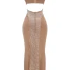 Bonita Cafe Au Lait Sequin Maxi Dress