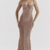 Bonita Cafe Au Lait Sequin Maxi Dress