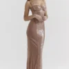 Bonita Cafe Au Lait Sequin Maxi Dress