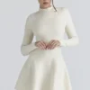 Bonnie Cream Merino Wool Skater Mini Dress