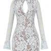 Brianna Bluebell Keyhole Lace Mini Dress
