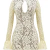 Brianna Buttermilk Keyhole Lace Mini Dress