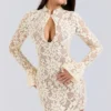 Brianna Buttermilk Keyhole Lace Mini Dress