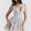 Brigitte English Porcelain Print Corset Mini Dress