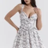 Brigitte English Porcelain Print Corset Mini Dress