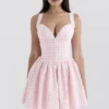 Brigitte Strawberry Shortcake Gingham Corset Mini Dress