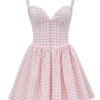 Brigitte Strawberry Shortcake Gingham Corset Mini Dress