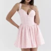 Brigitte Strawberry Shortcake Gingham Corset Mini Dress