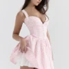 Brigitte Strawberry Shortcake Gingham Corset Mini Dress