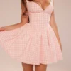 Brigitte Strawberry Shortcake Gingham Corset Mini Dress