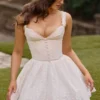Brigitte White Cotton Broderie Anglais Corset Mini Dress
