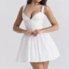 Brigitte White Cotton Broderie Anglais Corset Mini Dress