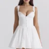 Brigitte White Cotton Broderie Anglais Corset Mini Dress