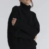 Brooklyn Black Wool Boucle Knit Sweater