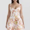 Bunny Peach Poppy Print Twill Mini Dress