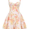 Bunny Peach Poppy Print Twill Mini Dress