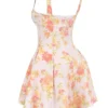 Bunny Peach Poppy Print Twill Mini Dress