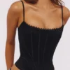 Cadie Black Satin Corset Top