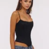 Cadie Black Satin Corset Top