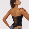 Cadie Black Satin Corset Top