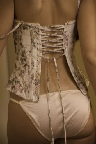 Cadie Cream Floral Cotton Corset Top