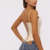 Cadie Vintage Ivory Satin Corset Top