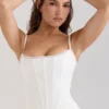 Cadie White Cotton Corset Top