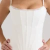 Cadie White Cotton Corset Top