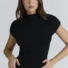 Caia Black Wool Boucle Knit Top