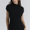 Caia Black Wool Boucle Knit Top