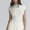 Caia Ivory Wool Boucle Knit Top