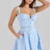 Calia Blue Floral Print Stretch Cotton Mini Dress