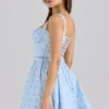Calia Blue Floral Print Stretch Cotton Mini Dress