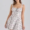 Calia Cream Rose Print Stretch Cotton Mini Dress
