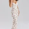 Calista Cream Rose Print Mesh Maxi Dress