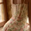 Calista Peach Floral Print Mesh Maxi Dress
