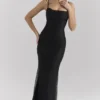 Calla Black Pearl Embellished Maxi Dress