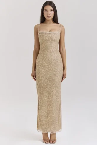 Calla Seapearl Embellished Maxi Dress